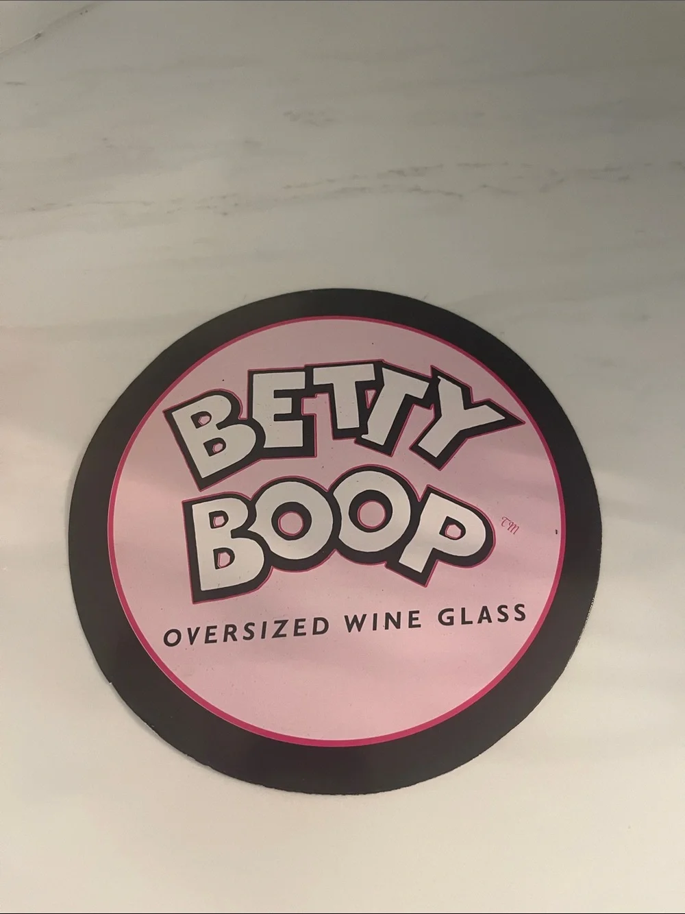 Betty Boop Clear Wine Glass with Red Artwork and Red Feather Base